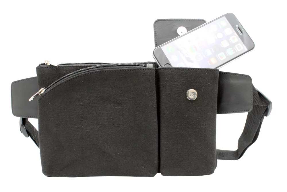 Ashlin® Designer Trenton Unisex Midnight Black Waist Wallet