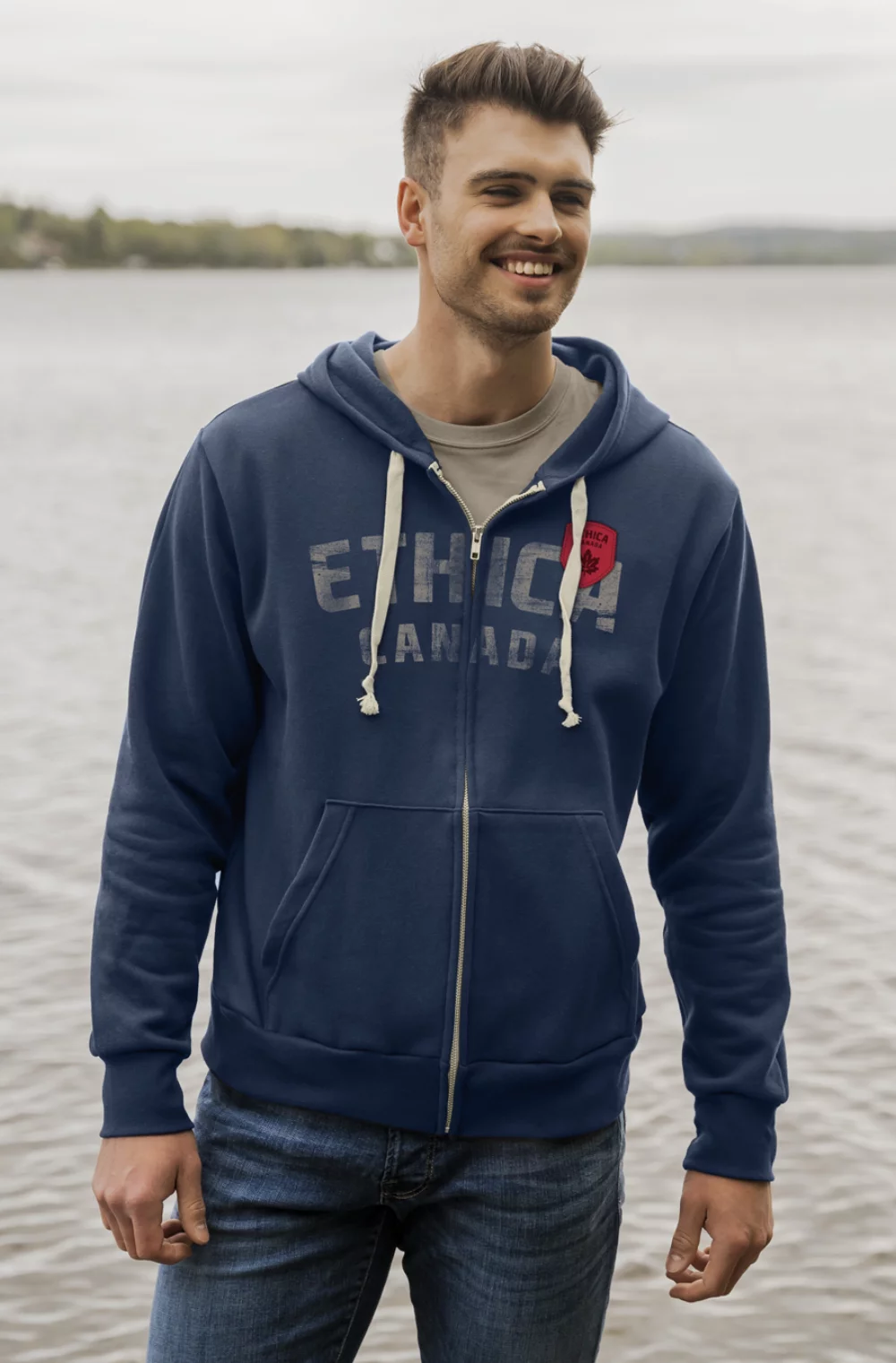 Sweat à capuche zippé Ethica unisexe