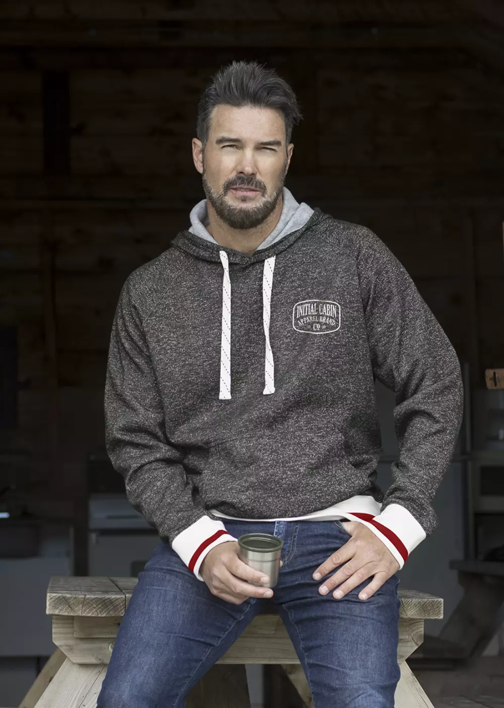 Initial Unisex Hooded Cabin Sweater