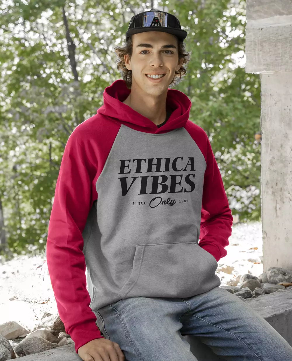 Sweat à capuche unisexe Ethica à manches raglan