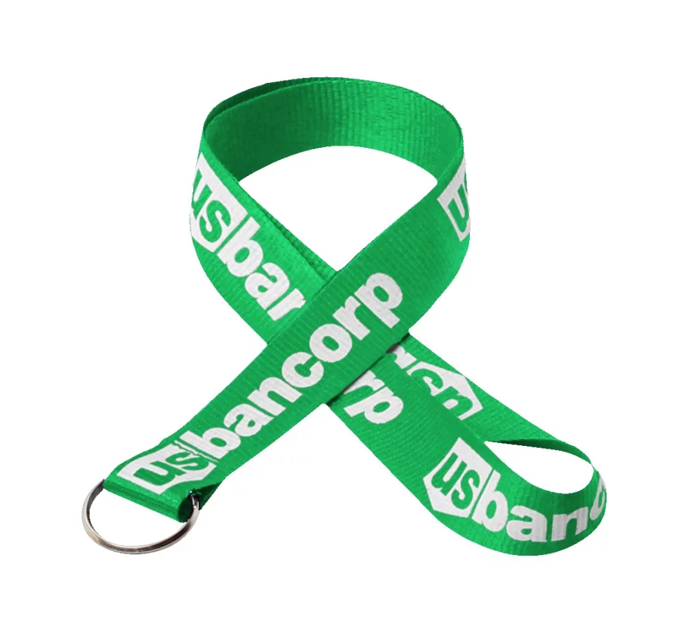 1" Silkscreened Flat Lanyard w/ a Key Ring