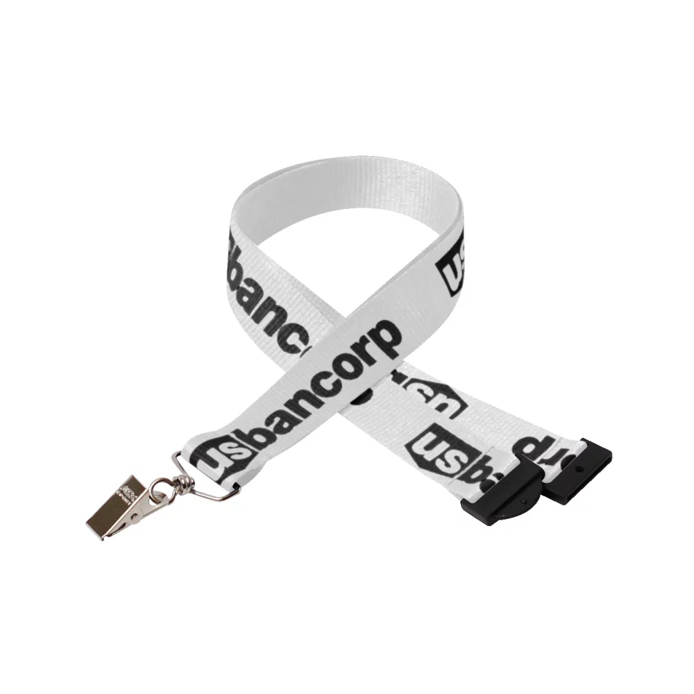 1" Silkscreened Flat Lanyard w/ Sew on Breakaway