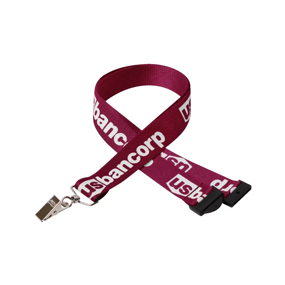1" Silkscreened Flat Lanyard w/ Sew on Breakaway