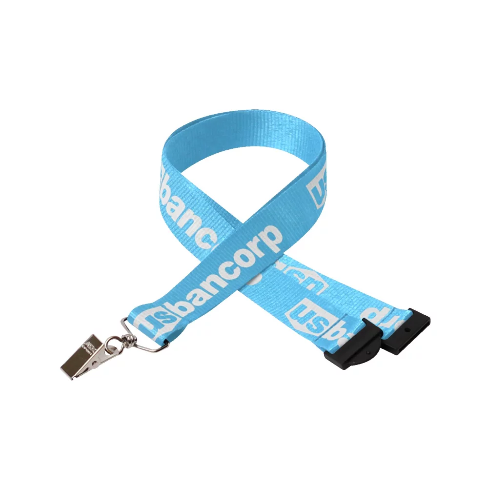1" Silkscreened Flat Lanyard w/ Sew on Breakaway