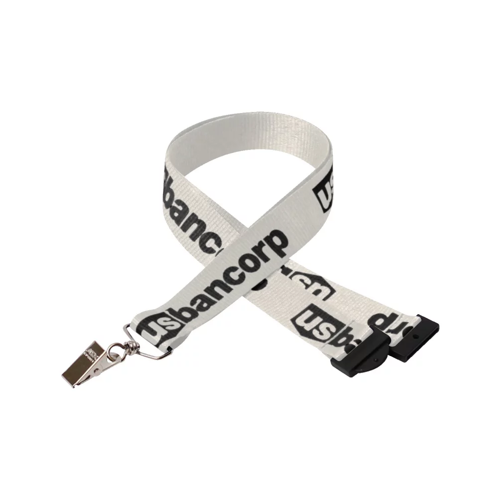 1" Silkscreened Flat Lanyard w/ Sew on Breakaway