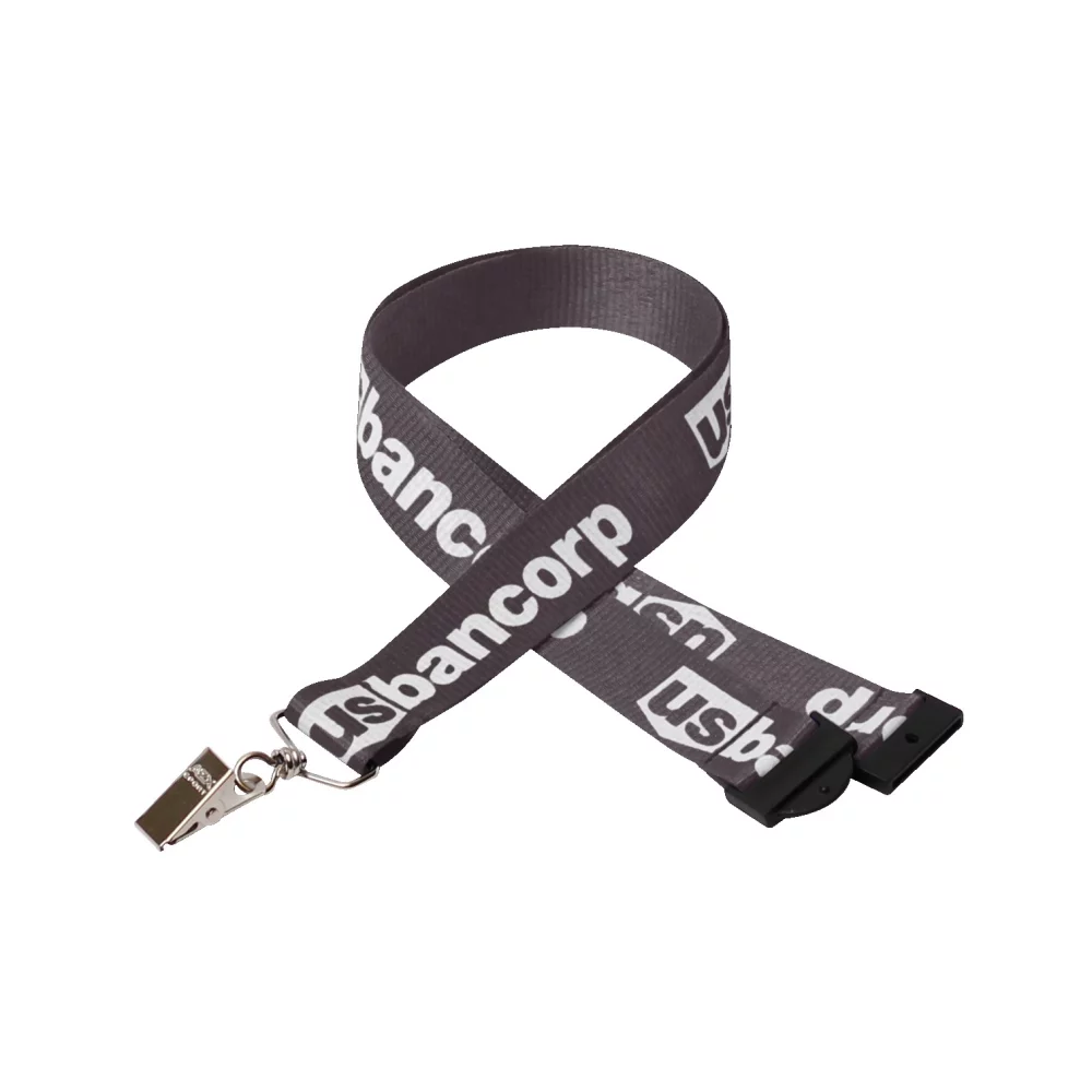 1" Silkscreened Flat Lanyard w/ Sew on Breakaway