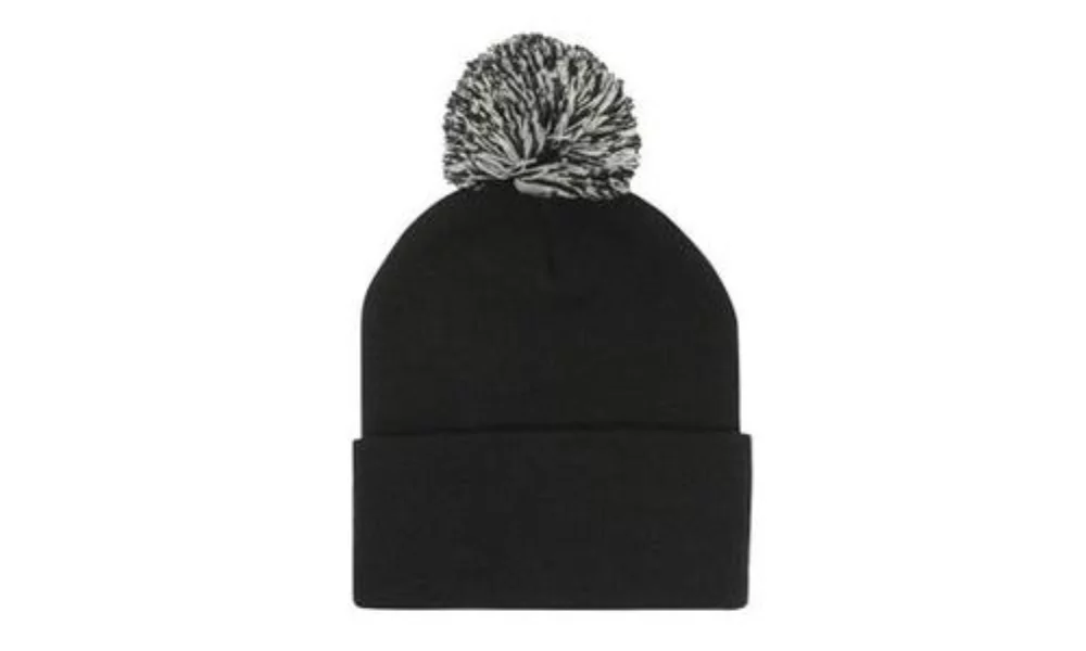 Bonnet à pompon avec étiquette tissée