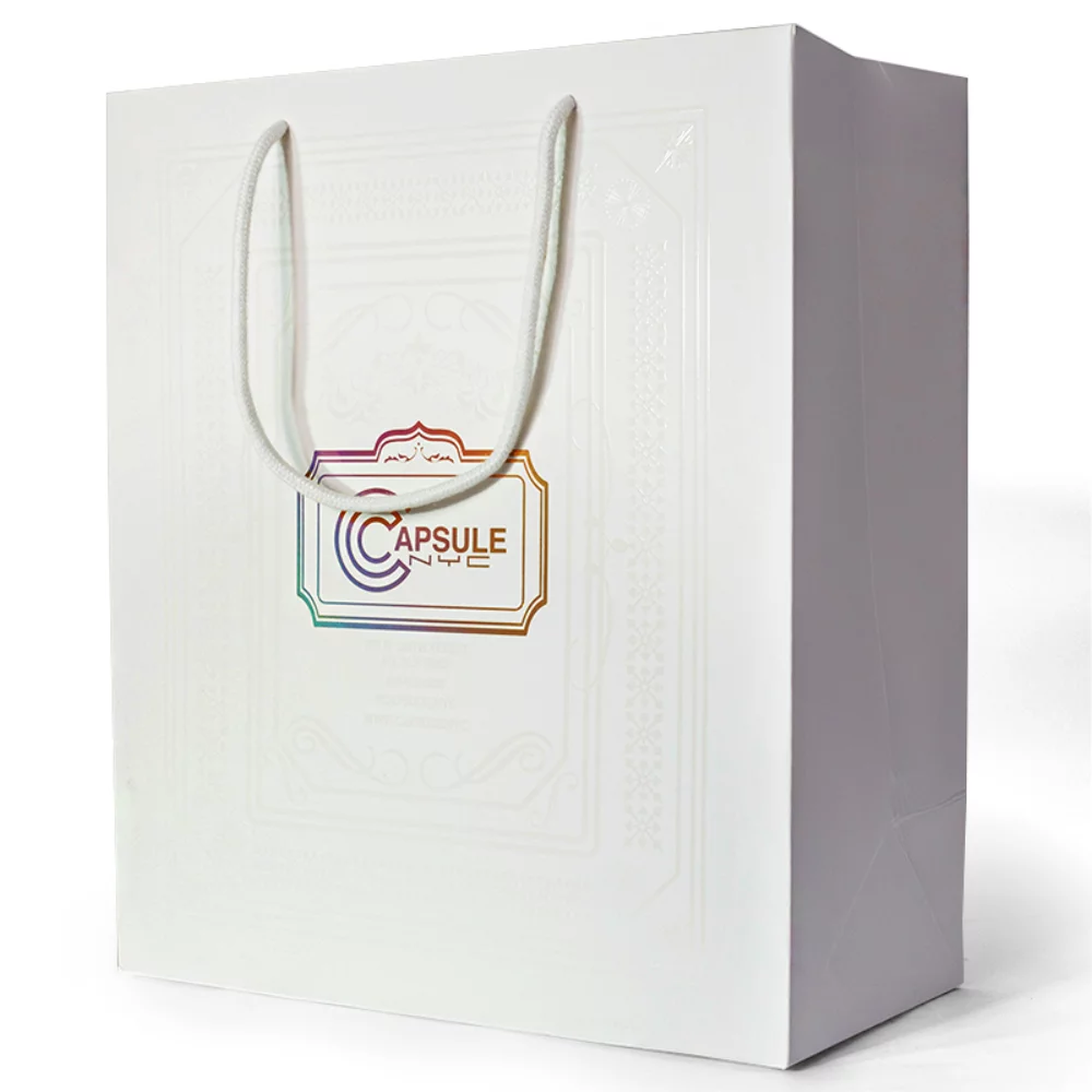 210g C1S paper bag with foil imprint on all sides (6.25*8*2.5")
