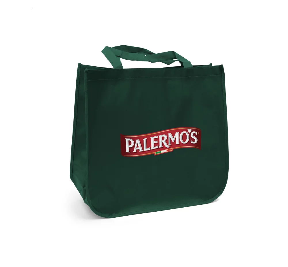 Large laminated Grocery Tote with heat transfer logo