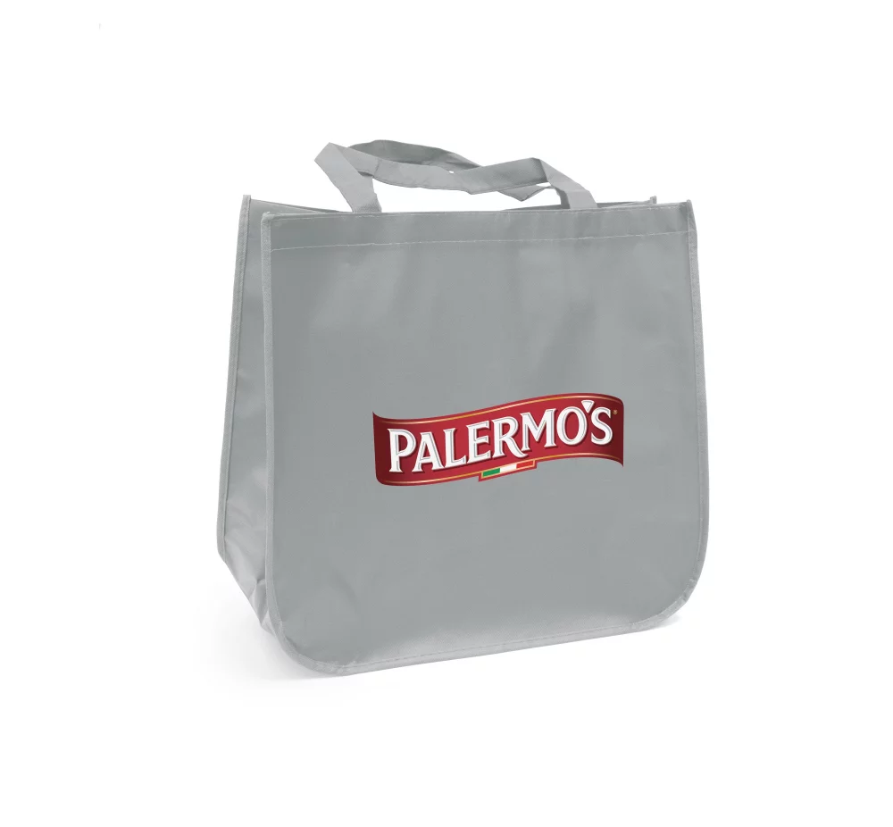 Large laminated Grocery Tote with heat transfer logo