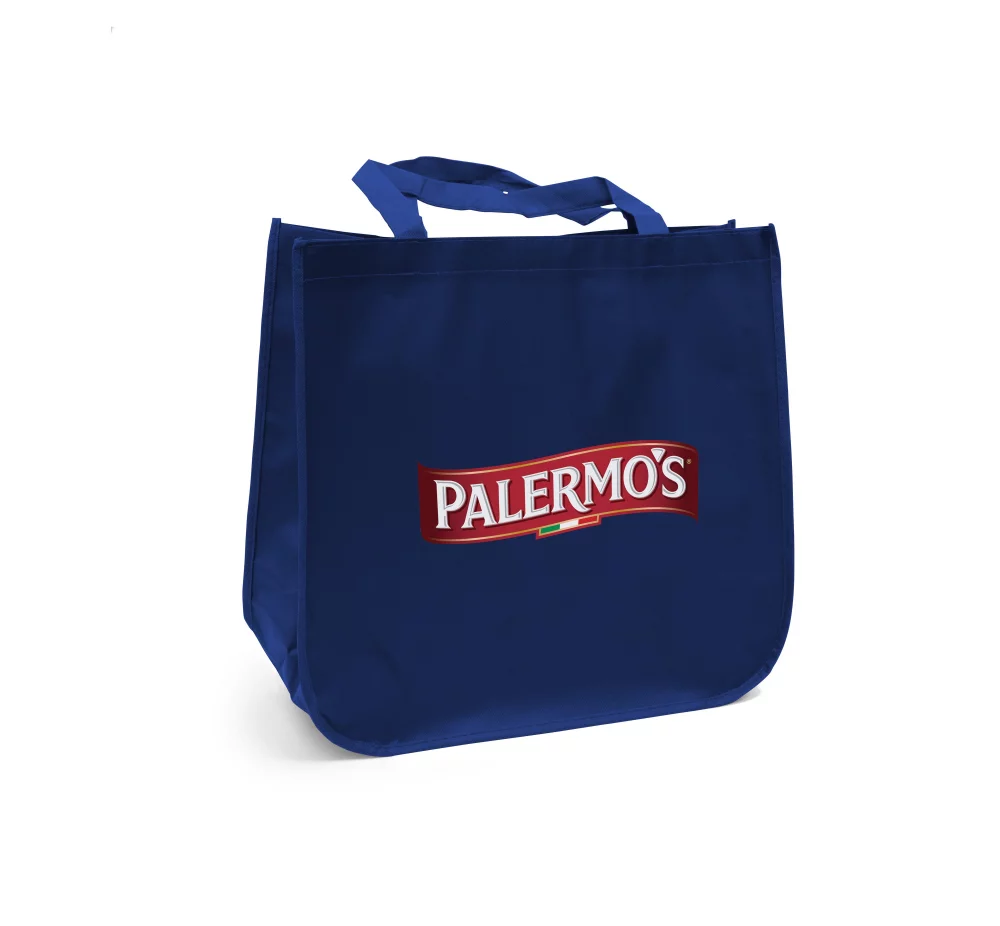 Large laminated Grocery Tote with heat transfer logo