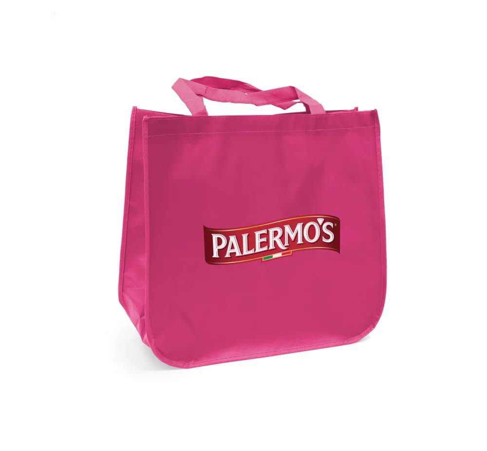 Large laminated Grocery Tote with heat transfer logo
