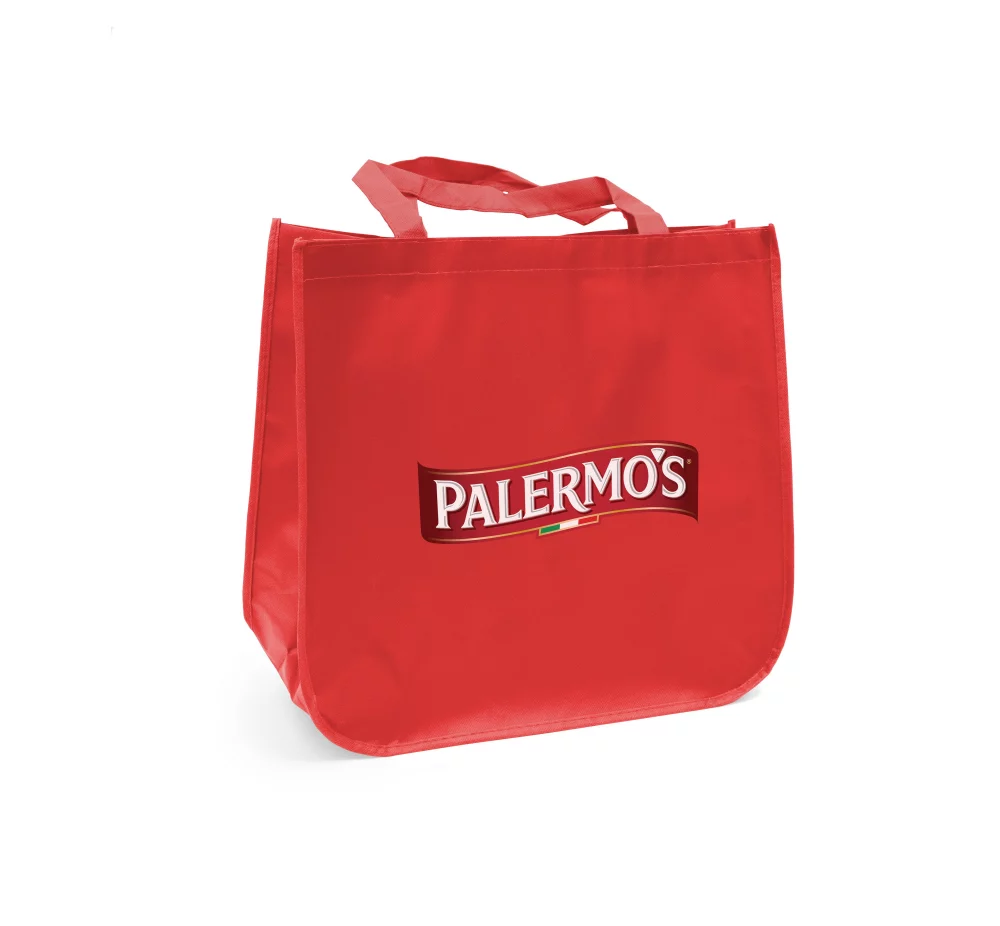 Large laminated Grocery Tote with heat transfer logo