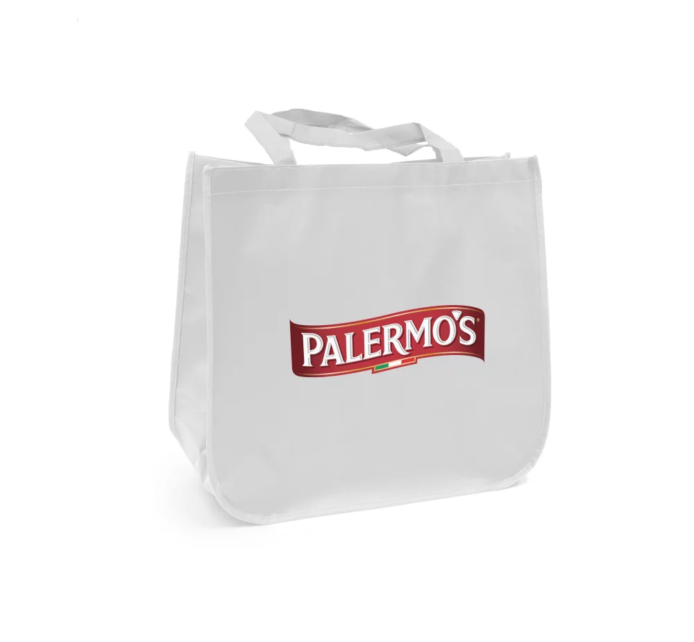 Large laminated Grocery Tote with heat transfer logo