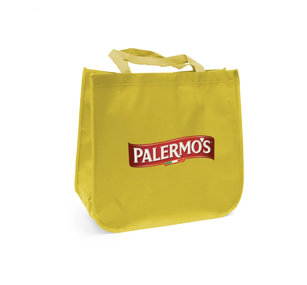 Large laminated Grocery Tote with heat transfer logo