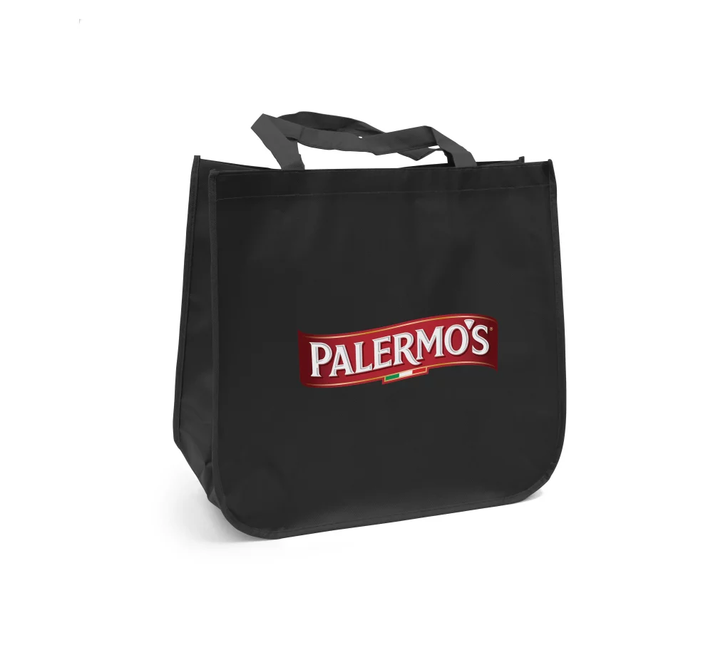 Large laminated Grocery Tote with heat transfer logo